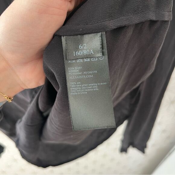 Allsaints Black Silk Button-up Blouse - Picture 6 of 7